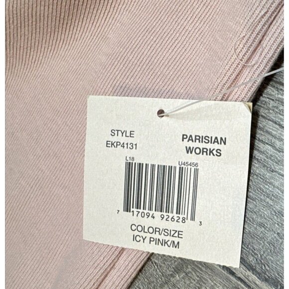 Parisian Works Henley Knit Sweater Mens Medium Pink Mock Neck Button Y2K NEW - Picture 3 of 9